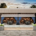 thumbnail image 3 of ALAULM 10' x 28' Gazebo，Hard Top Lean to Gazebo Wall Mount Heavy Hardtop Gazebo Outdoor Pergola with Curtains and Netting for Patio Garden Lawn Backyard Deck (Navy Blue), 3 of 6