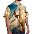 thumbnail image 2 of Surfing in Summer Men's Button Down Hawaiian Poplin Shirt Summer Beach Printed Casual Short Sleeve Unisex Shirts, 2 of 6