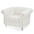 thumbnail image 3 of Chesterfield 1 Seater Polyester Sofa, Upholstered Tufted Single Couch with Removable Cushions Rubber Wood Legs for Living Room Bedroom Apartment, 3 of 15