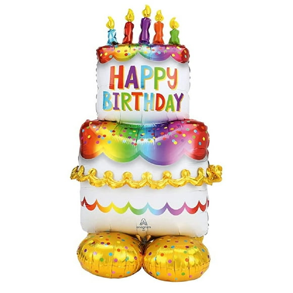 AirLoonz Large 53-inch Super-Float Birthday Cake Foil Balloon - the Ultimate Party Decor!