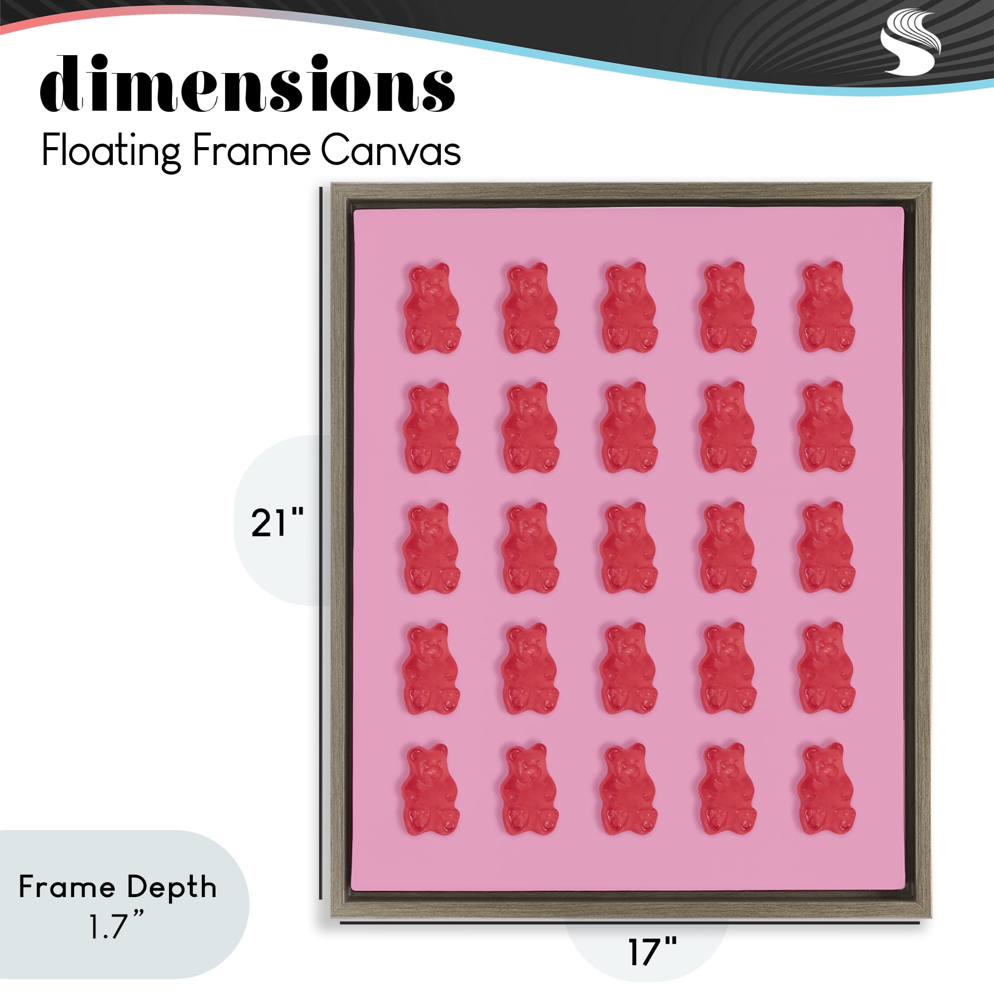 Stupell Industries Red Gummy Bears on Pink Brown Framed Floater Canvas Wall Art, design by LISH Creative