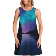 thumbnail image 1 of Fotbe Night At Lake Aurora Vestido de Verano sin Mangas para Mujer – Vestido Midi Línea A, Estilo Camiseta Floral, Vestido Playero Casual y Fluido, 1 of 7