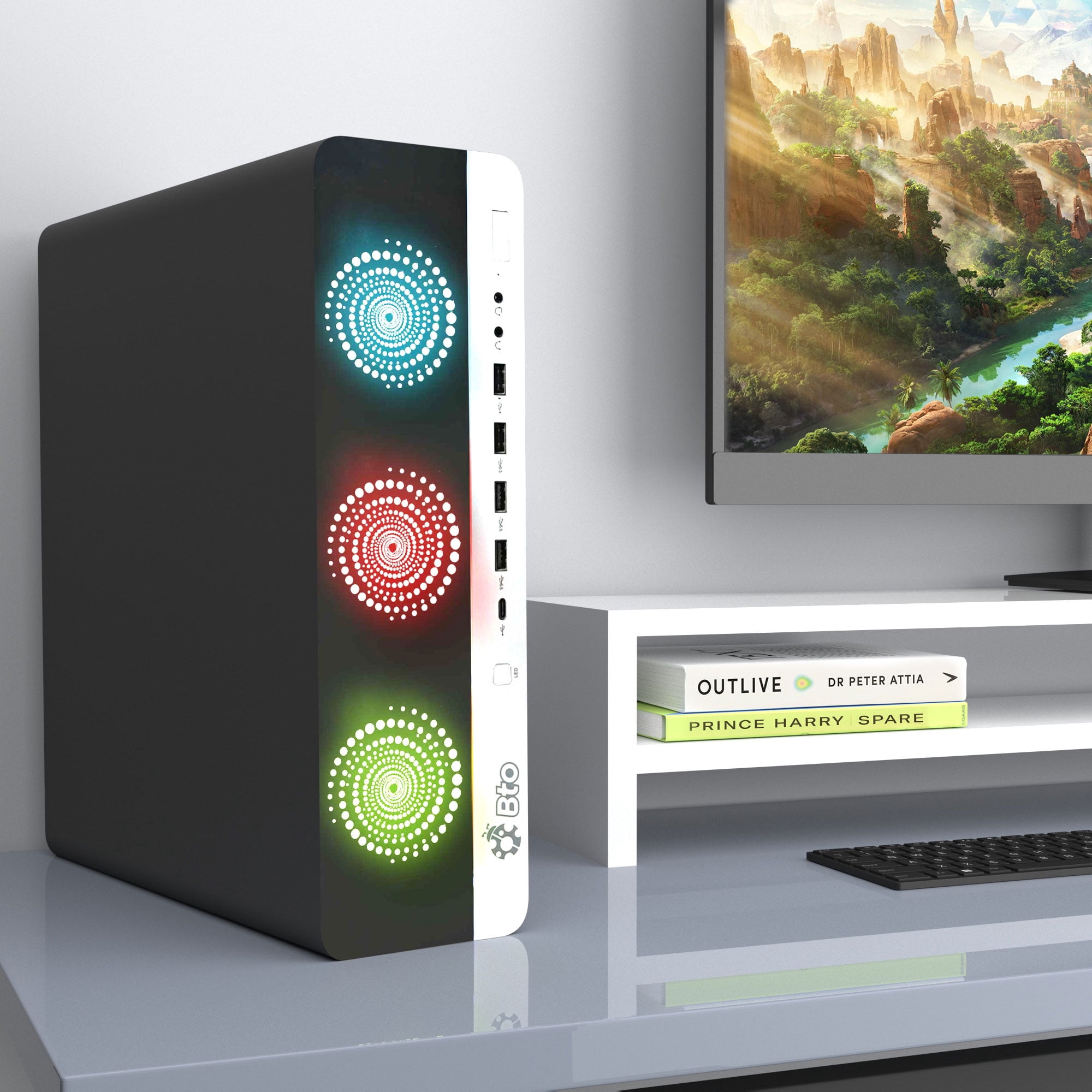 Restored HP RGB SSF Desktop Gaming PC, Intel i5-6500, 32GB DDR4 Ram, 512GB Solid State Drive(SSD), NVIDIA GeForce GTX 1050ti, Wi-Fi, BTO RGB Keyboard & Mouse, Windows 10 Professional (Refurbished)