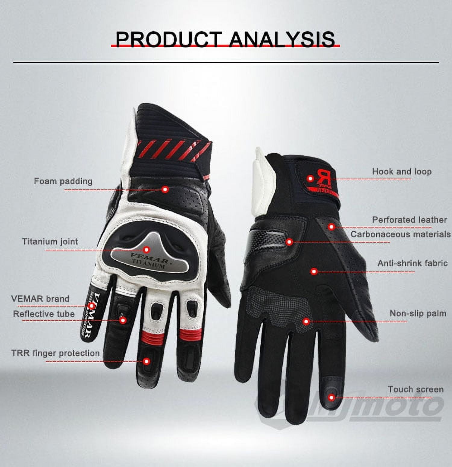 VEMAR Retro Leather Motorcycle Gloves Touchscreen Motocross Glove Full Protection Motorbike Cycling Glove Comfortable Breathable