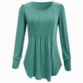 thumbnail image 4 of larppty Long Sleeve Shirts for Women Fall Tops Dressy Casual Blouses Pleated Scooped Neck Tunic Tops (Light Green, XXL), 4 of 5