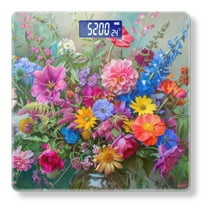 High Precision Body Weight Scale Smart Bathroom Scales with Large LCD Display(400lbs),Decorative for Bedroom-Beautiful Bouquet Of Colorful Flowers In Oil Painting