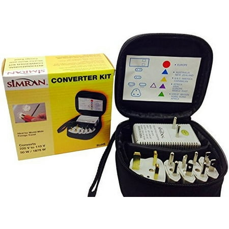 Simran SM-1875KIT International Worldwide Travel Kit with 5 Adapters, 1875-Watt Voltage Converter and Pouch