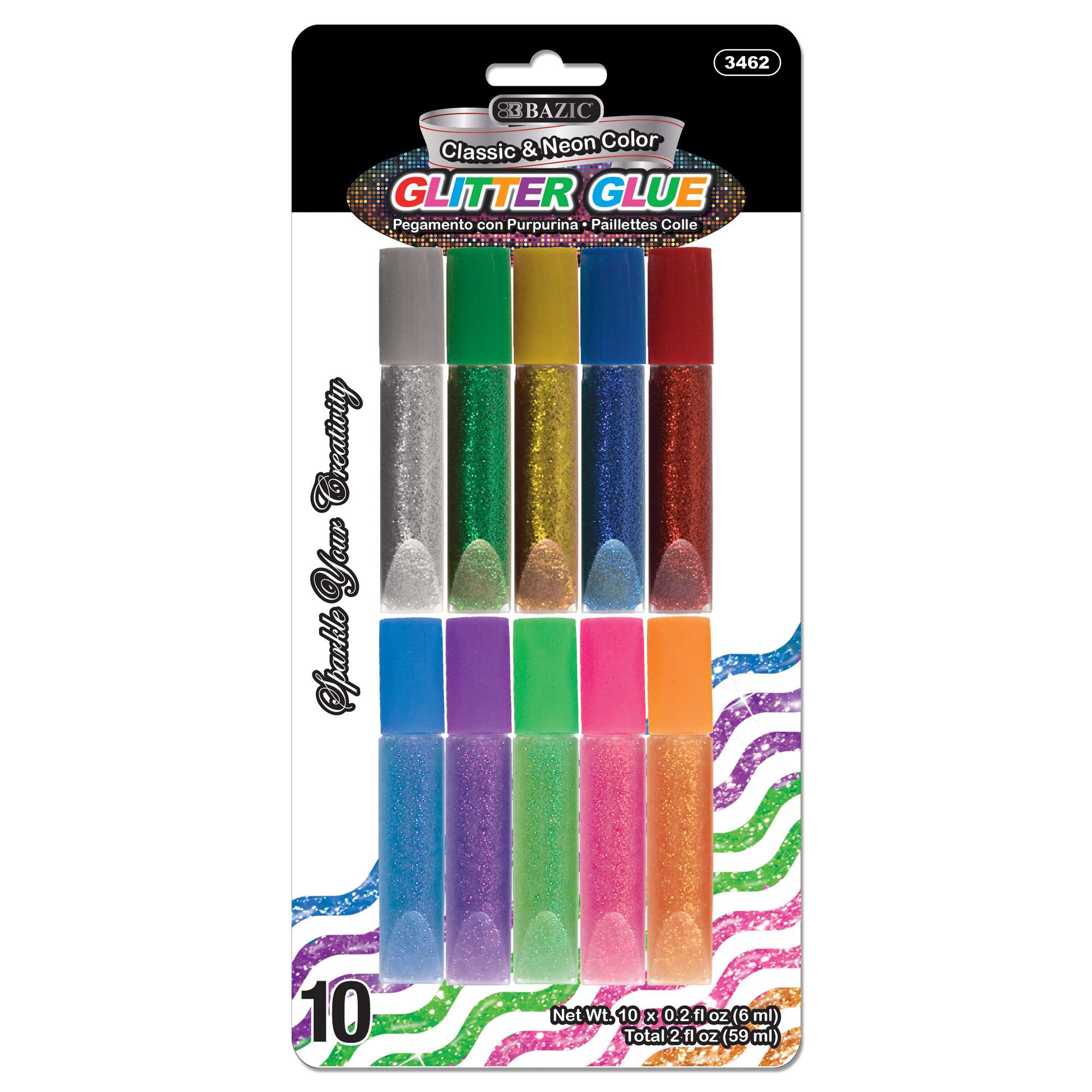 BAZIC Glitter Glue Pen, NonToxic Washable Mini Glitter Glue for Slime