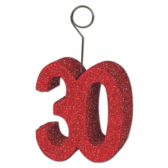 Beistle Red Glittered ''30'' Photo/Balloon Holder (Case of 6)