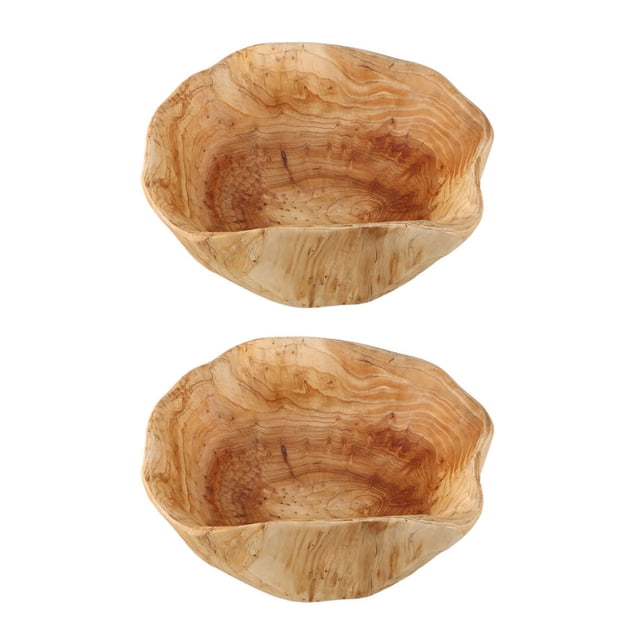 2X Frutero Doméstico Plato de Dulces de Madera Plato de Frutas Tallado En Madera RaíZ Plato de Fruta Madera 25-29 cm