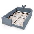thumbnail image 5 of YIYADO Full Size Upholstered Platform Bed Frame with Cute Bunny Ear Headboard and Pockets for Boys and Girls, Platform Bed with Rails and Slats No Box Box Required, Blue, 5 of 6