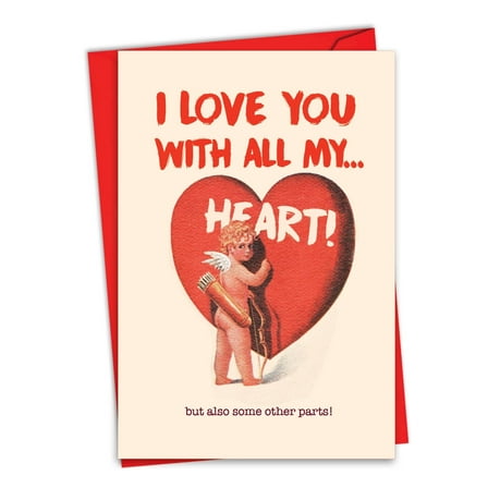 NobleWorks Funny Valentine's Day Greeting Card with 5 x 7 Inch Envelope (1 Card) Heart and Parts C10408VDG
