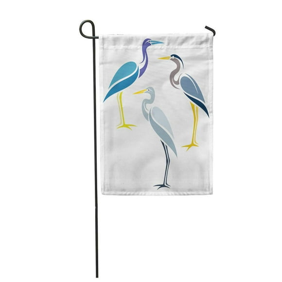 POGLIP Blue Egret Heron Great Bird Common Fauna Freshwater Garden Flag Decorative Flag House Banner 28x40 inch
