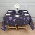 thumbnail image 3 of Purple Halloween Ghosts Skulls and Bats Square Tablecloth,Waterproof Square Table Cover,Wipeable Spillproof Washable Table Cover for Home Kitchen Party Decor 60"x60"(152x152cm), 3 of 6