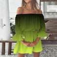 thumbnail image 2 of GHSOHS Spring Dresses Elegant Comfy Dresses for Women Swing Dresses Vintage Print Beach Sexy Off Shoulder Tunic Summer Dresses Casual Loose Fit Long Bell Sleeve Mini Dress Plus Size Dresses Gree,L, 2 of 5