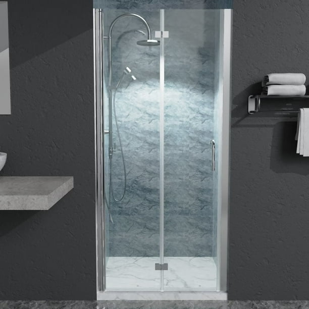 34" x 72" Bifold Glass Shower Door with Tempered Glass Folding Bathroom