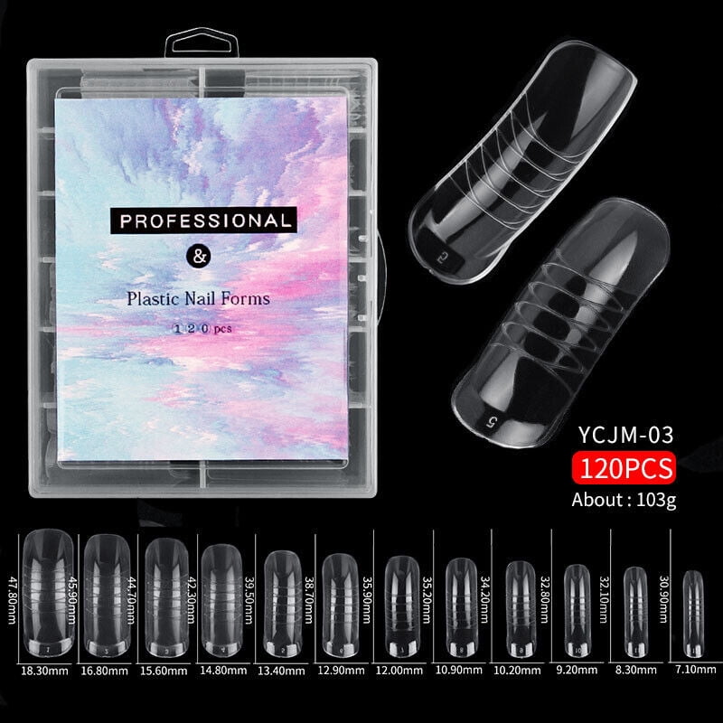 120Pcs Poly Dual Forms Nail Gel Quick Building Mold Tips Nail Extension