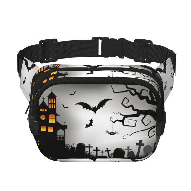Fotbe Happy Halloween 1 Cangurera Cuadrada con Estampado de Doble Capa, Bolsa de Cintura Ajustable Mini para Hombres y Mujeres