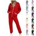 thumbnail image 2 of Aihuaihua Sweatsuits Women 2 Piece Outfit Zip Up Hoodie Matching Drawstring Waist Sweatpants Travel Comfy Lounge Sets (Back Pocket) Light Purple, 2 of 6
