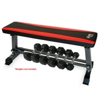Pure Fitness Flat Bench w/Dumbbell Rack Weight Capacity 600lbs
