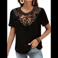 thumbnail image 4 of Blusas Tipo Túnica de Corta para Mujer, Estilo Informal, con Encaje Negro L, 4 of 9