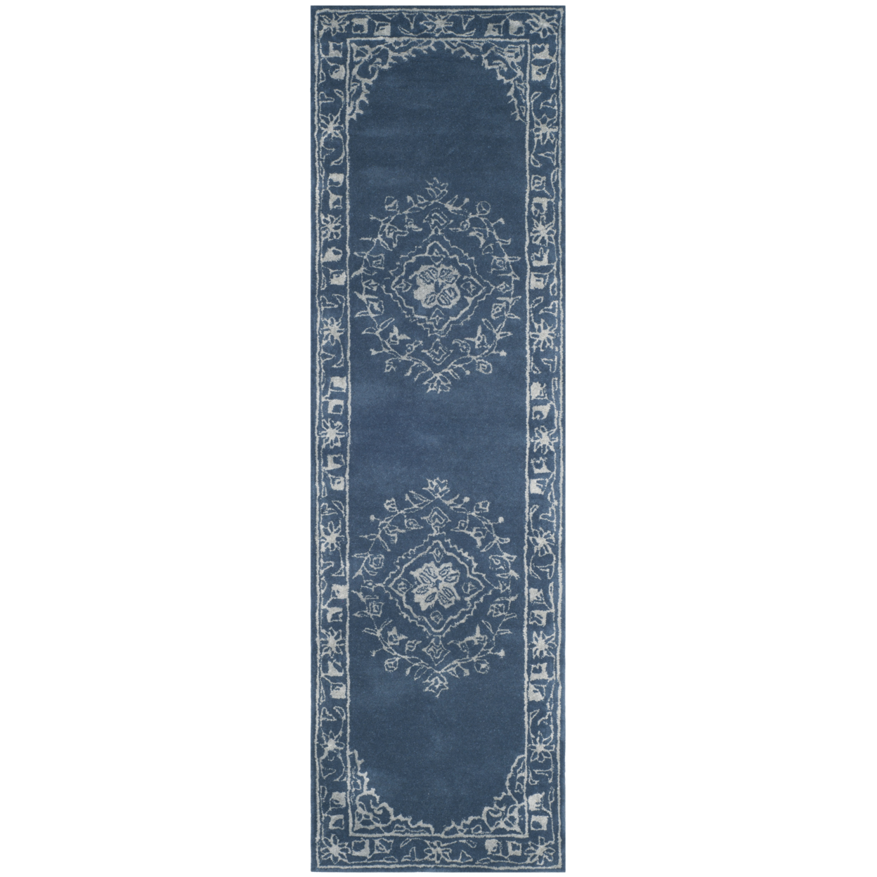 SAFAVIEH Glamour Gaia Floral Bordered Wool Area Rug, Blue, 5' x 8'