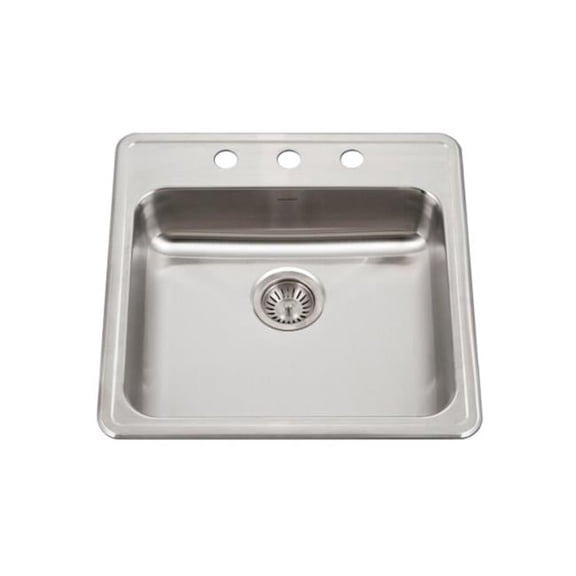 Houzer ADA Compliant 22 inch Stainless Steel Drop-in Topmount 3-hole 5 inch Deep Single Bowl Kitchen Sink - A2222-503-1