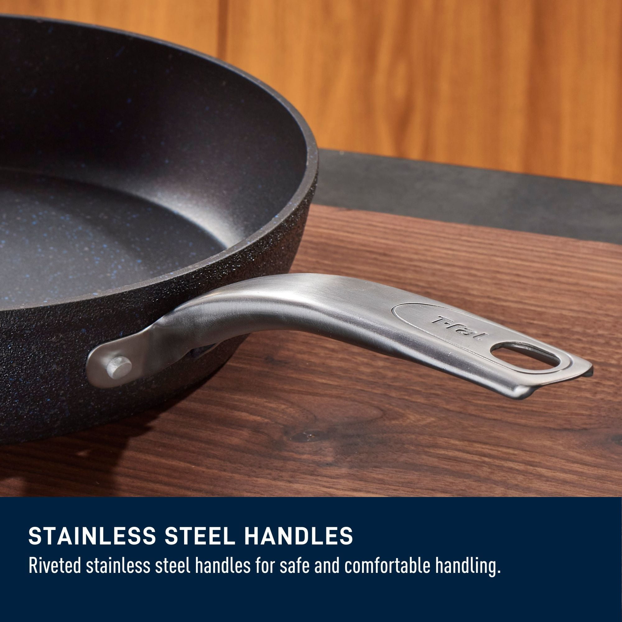 T-fal Stone Shield 10-piece Cookware set with DefenseShield™ Technology, 6-multilayer construction, robust stone texture, dishwasher and oven-safe
