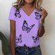 thumbnail image 1 of Camisetas con cuello en V para mujer, camiseta de flores, Top de manga corta informal suelto, camiseta divertida con patrón de rayas para mujer, camiseta informal Harajuku, 1 of 4