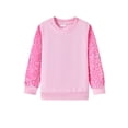thumbnail image 6 of Toddler Girls 2 Piece Cute Outfits, Sequin Sleeve Crewneck Sweatshirt with Hip Hop Jogger Pants Kids Clothing Set for Spring Fall Winter 8-9 Years, Pink Sequin, 6 of 12
