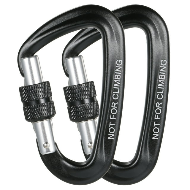 2 Pcs Pinces Mousqueton Boucles en Forme de D avec Vis Verrouillage pour Randonnée Camping