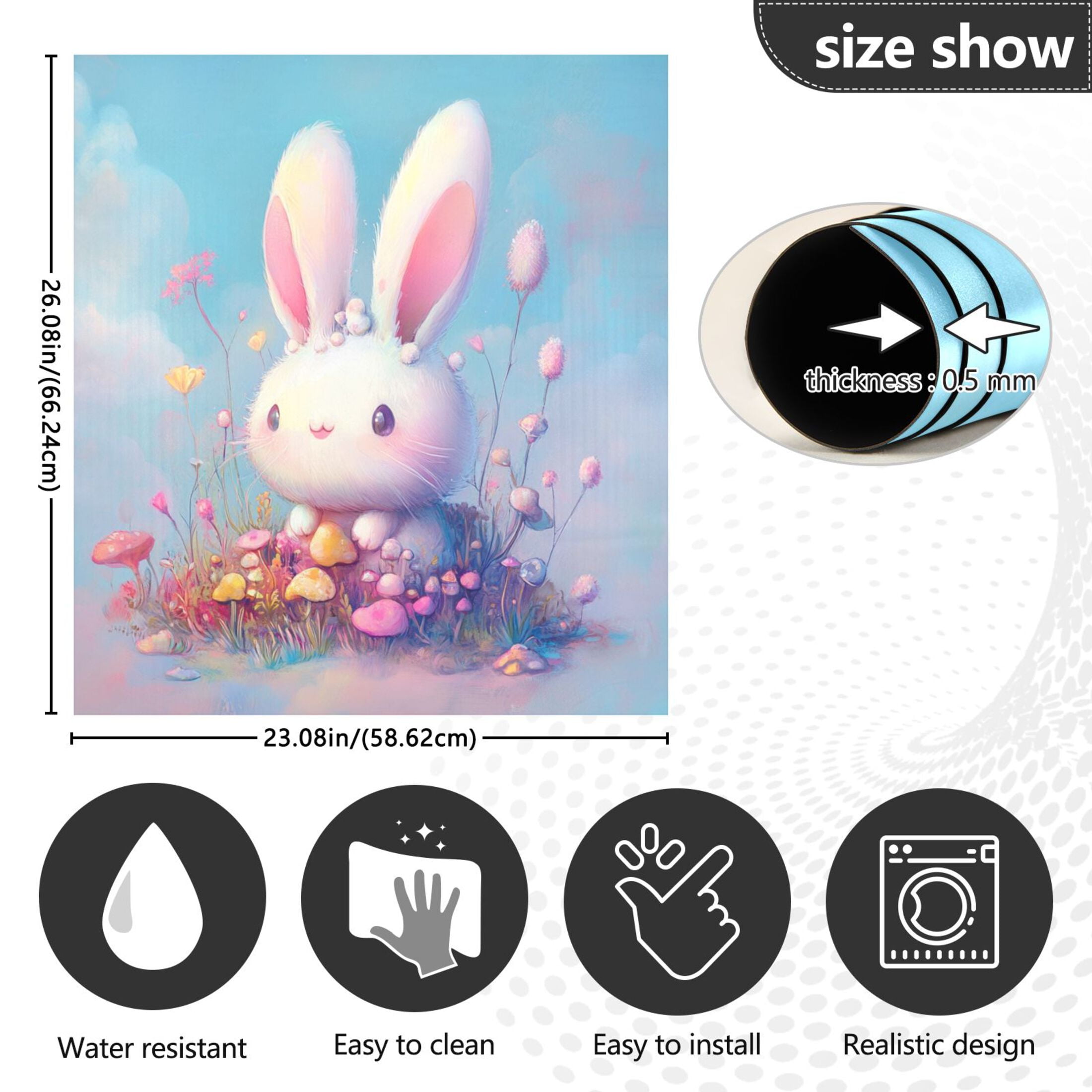Dishwasher Magnetic Sticker 23x26 Inch Refrigerator Magnetic Sticker Washing Machine Magnetic Sticker Kitchen Panel Magnetic Sticker Home Decor Adorable White Rabbit