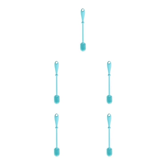 Cateissary Herramienta de de cepillo de silicona de mango largo para biberón Recipiente de boca estrecha y profunda, Azul, S Type2 NO2