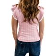 thumbnail image 4 of LANGWYQU Ruffle Puff Sleeve Women Slim Fit Casual Knit Tops Tank Tops, 4 of 5
