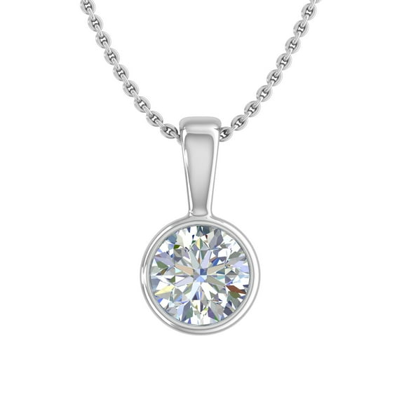 1/2 Carat Diamond Solitaire Pendant Necklace in 14K White Gold - IGI Certified (Included Silver Chain)