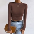 thumbnail image 2 of Women T Shirts Long Sleeve Crew Neck Slim Fit Basic Tees Business Casual Spring Outfits Cute Womens Tops Size M, 2 of 7