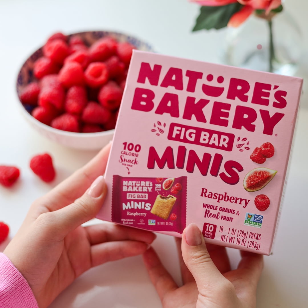 Nature's Bakery Raspberry Fig Bar Minis, 1 oz Snack Bars (60 Ct), Vegan, Non-GMO, Plant-Based