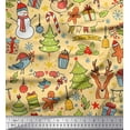 thumbnail image 1 of Soimoi Cotton Duck Fabric Gift Box,Snowman & Tree Christmas Print Fabric by Yard 56 Inch Wide, 1 of 1