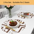 thumbnail image 5 of Modern Geometric Brown Round 13 Inch Placemats Set of 2, Abstract Minimalist Artwork Lines HeatResistant Non Slip Place Mats for Dining Table, Wipeable Braided Kitchen Table Mats for Housewarming, 5 of 9