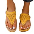 thumbnail image 4 of Clearance Womens Sandals, Xunlbb Women's Spring And Summer New Big Size Clip-toe Beach Flower Hollow-out Wedges Fashion Casual Slippers(Yellow,Size:39), 4 of 5