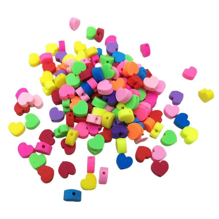 Bulk Beads Heart Beads Polymer Clay Heart Beads Assorted Beads 50