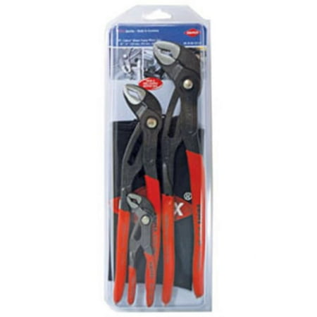 UPC: 0843221021474 | Knipex 3 Pc Cobra Pliers Set w/ Keeper Pouch  5   10  & 12  – Plastic Grip
