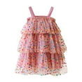 thumbnail image 3 of Huowey Girls Polka Tiered Dress Tutu Strapless Sleeveless Formal Wedding Party Gown Layered Solid Color High Waist Dresses Clothes,Pink,6-12 Months, 3 of 5