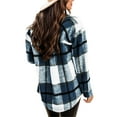 thumbnail image 4 of hirigin Women Plaid Shirt Jacket Fall Vintage Lapel Casual Loose Long Sleeve Button Down Jacket Outwear, 4 of 5