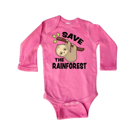 

Inktastic Save the Rainforest with Cute Baby Sloth Gift Baby Boy or Baby Girl Long Sleeve Bodysuit