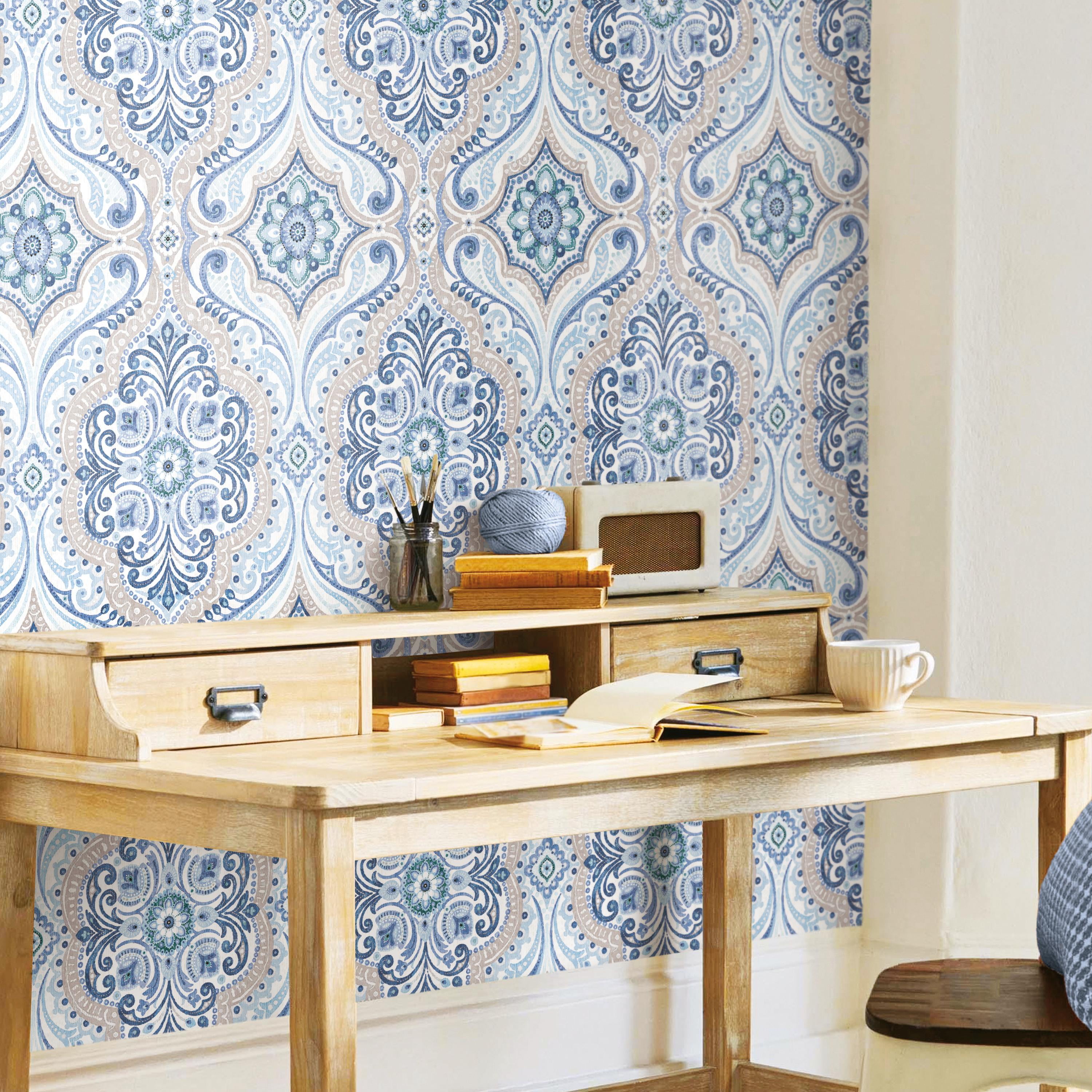 RoomMates Bohemian Damask Peel and Stick Wallpaper