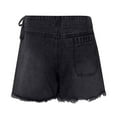 thumbnail image 4 of yueewhu Womens Denim Shorts Skorts Y2k Side Tie-up Bow High Waist Asymmetrical Frayed Hem Denim Shorts Wrap Jean Mini Skirt (Black, XL), 4 of 5