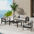 thumbnail image 3 of CozyHom 2 Pcs Outdoor Patio Metal Sofa Furniture Set Aluminum Armchair With Cushions Individual Sofa Cozy Chair for Garden, Gray, 3 of 7