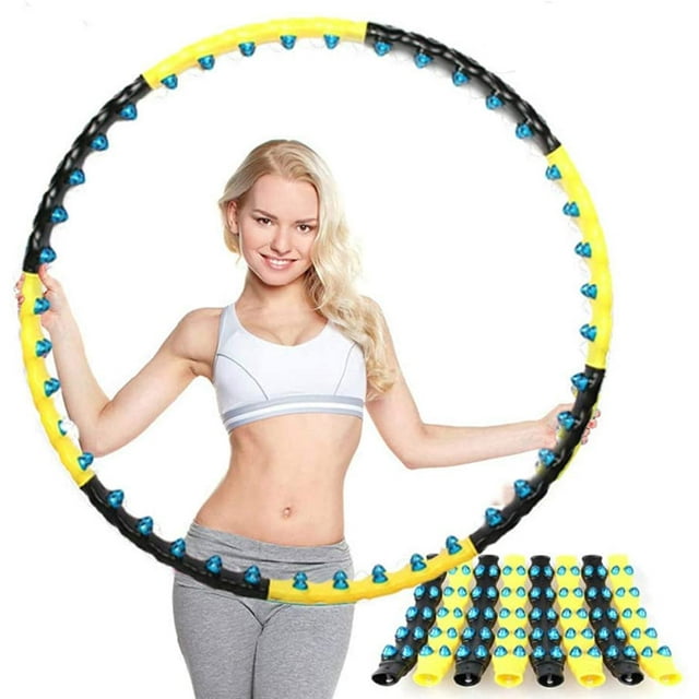 Weighted Hoop For Adults, Removable Magnetic Massage Fitness Hula Hoop 8-Piece Foldable Exercise Ring For Losing Weight At Home
