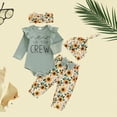 thumbnail image 2 of CAUYDY Newborn Clothes Baby Girl Fall Winter Outfits Long Sleeve Romper Pants Warm Hat Bow Headband 4-Pieces Set for Preemie Infant 0 3 6 Months Layette Set (Sizes Newborn,Green), 2 of 7